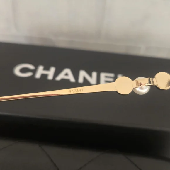 Chanel Gold and Black Sunglasses - Picture 7 of 9